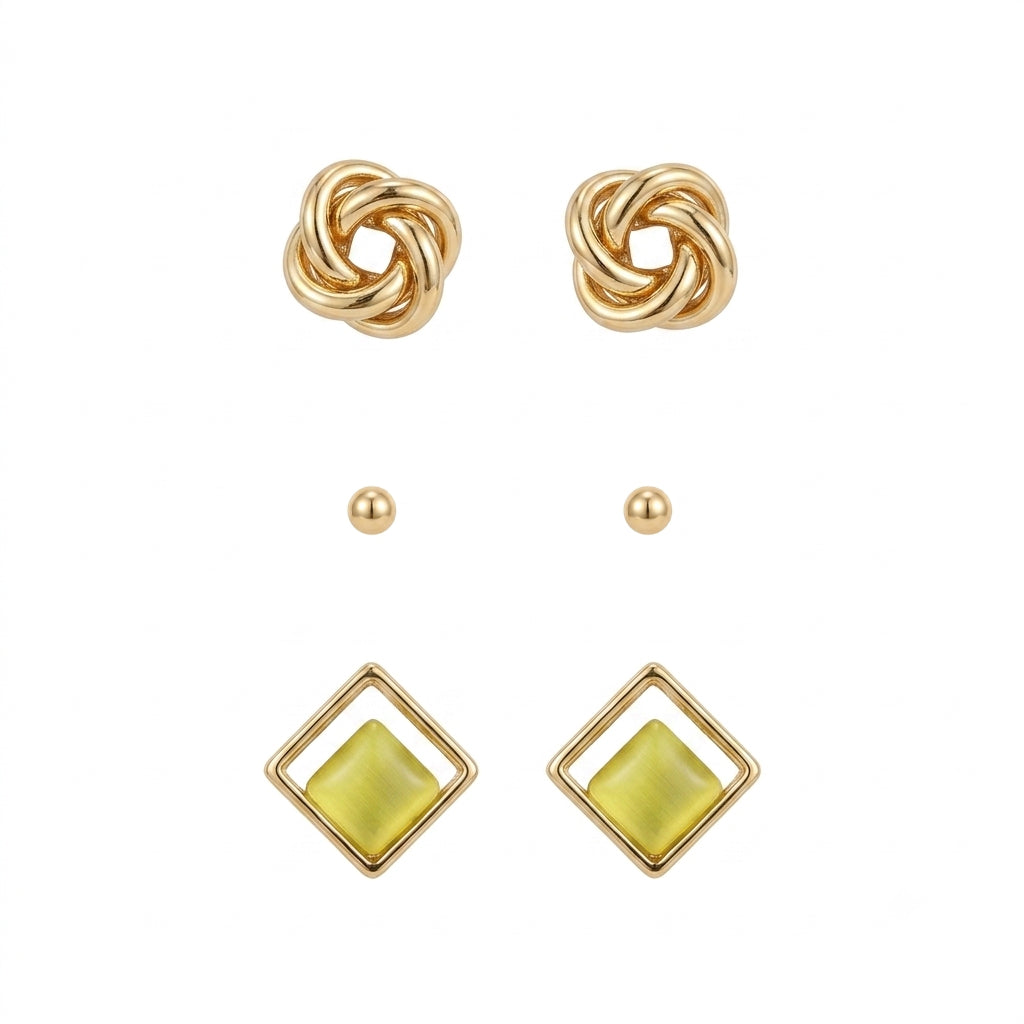 Yellow and Gold Earrings Set
