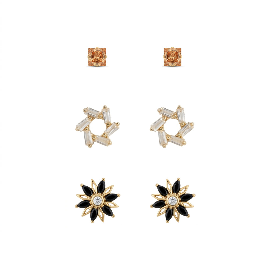 Three Stud-Earrings Set