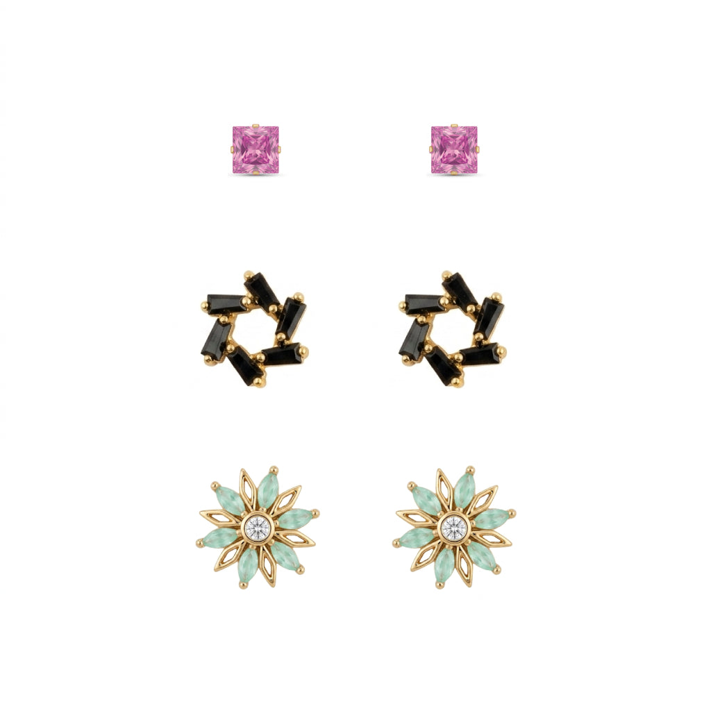 Three Stud-Earrings Set