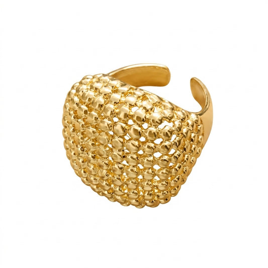Chunky Dot Grid Gold Ring