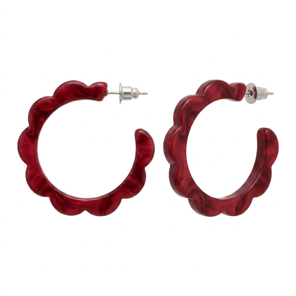 Red and Black Flower Hoops