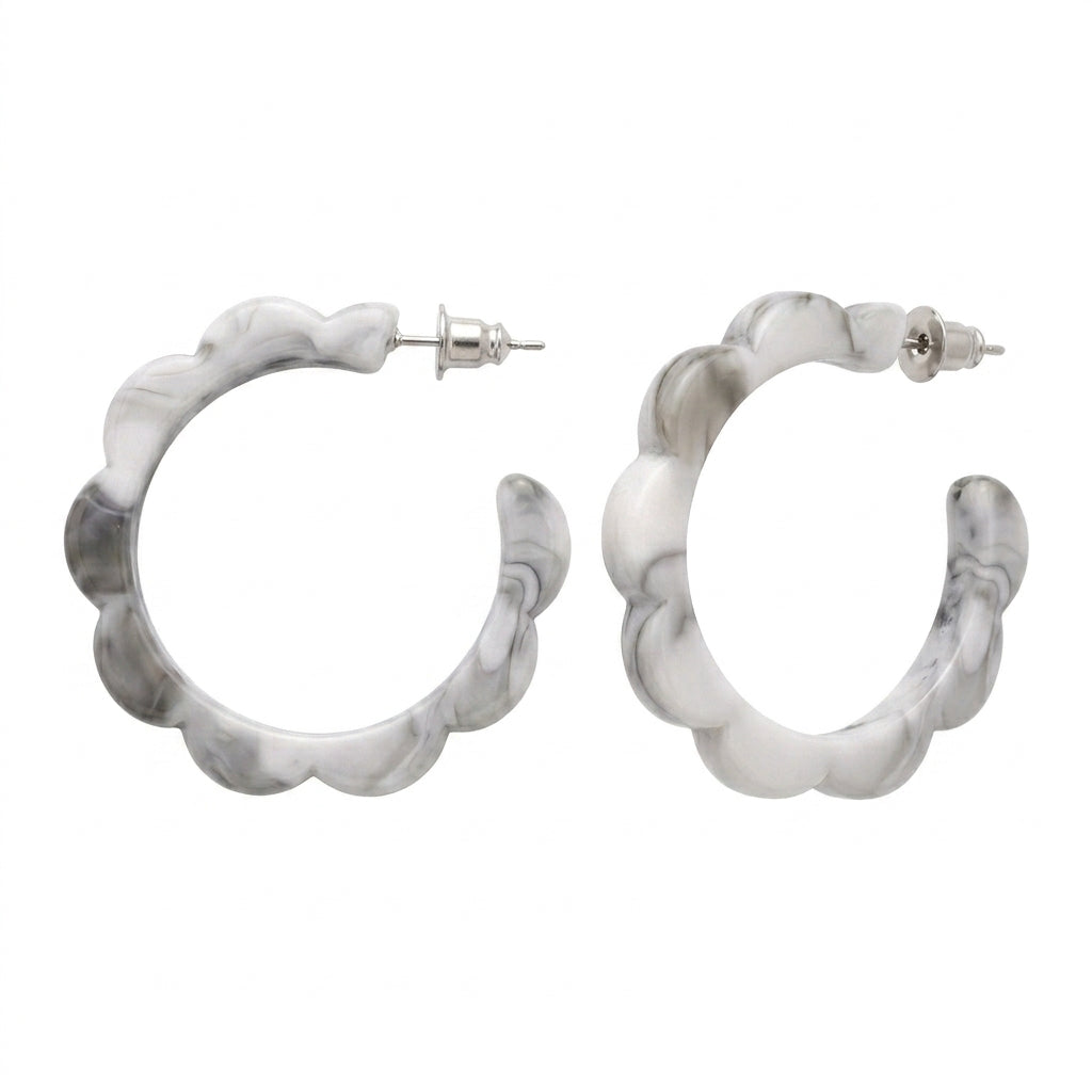 White and Black Flower Hoops