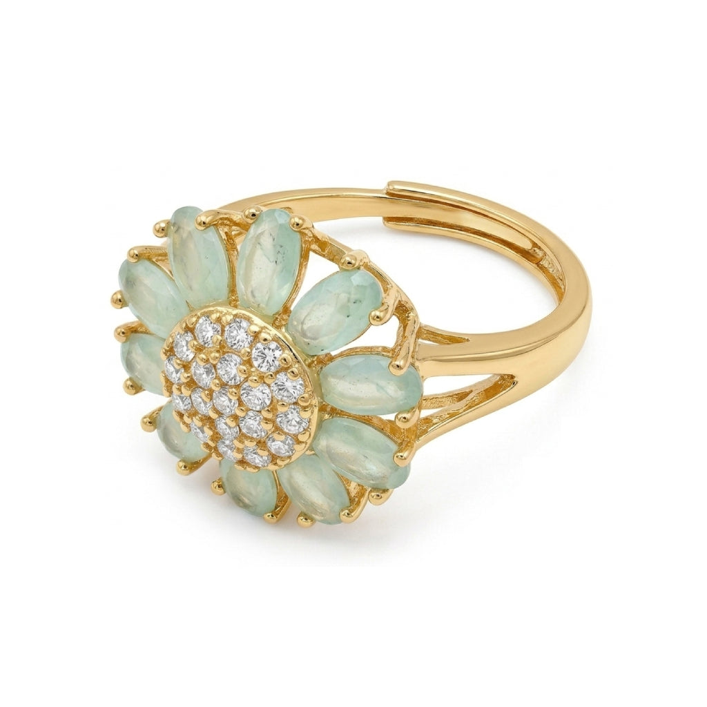 Mint Green and Gold Daisy Ring