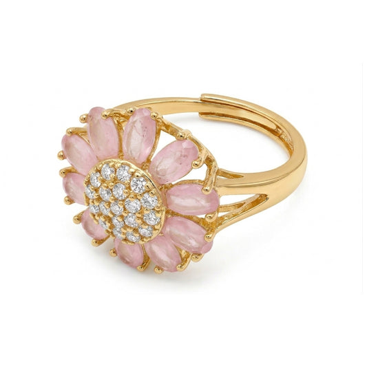 Pink and Gold Daisy Ring