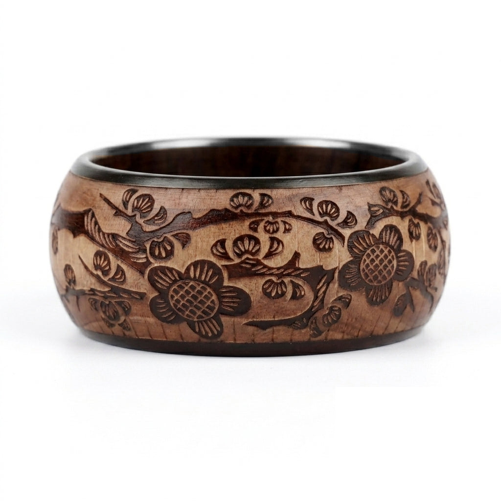 Blossoms Pattern Wood Bangle