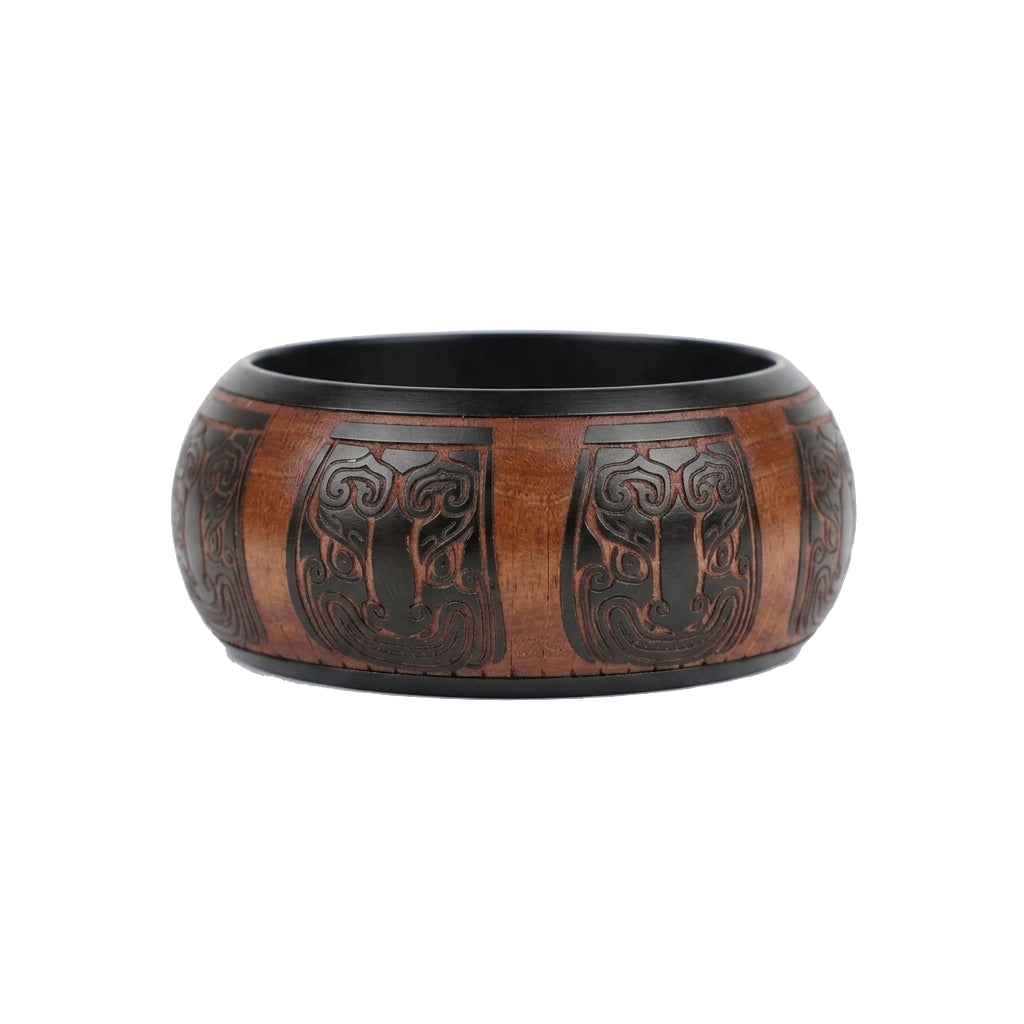 Dragon Face Pattern Wood Bangle
