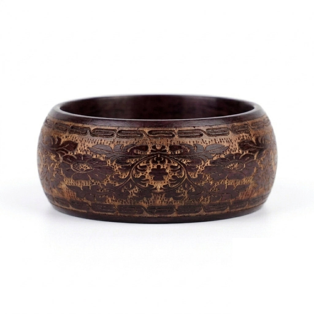 Flower Pattern Wood Bangle
