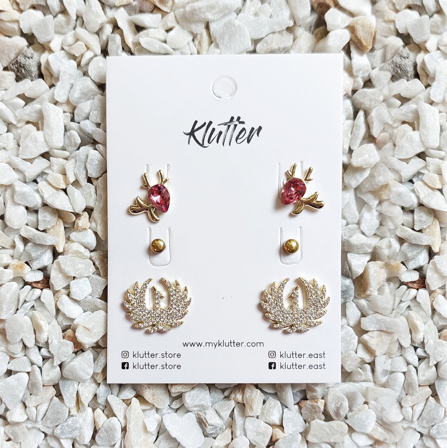 Ruby and Eagle Earrings Set
