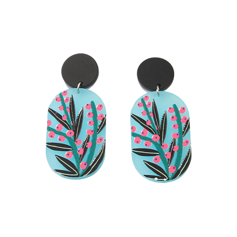 Hand Painted Blue Earrings