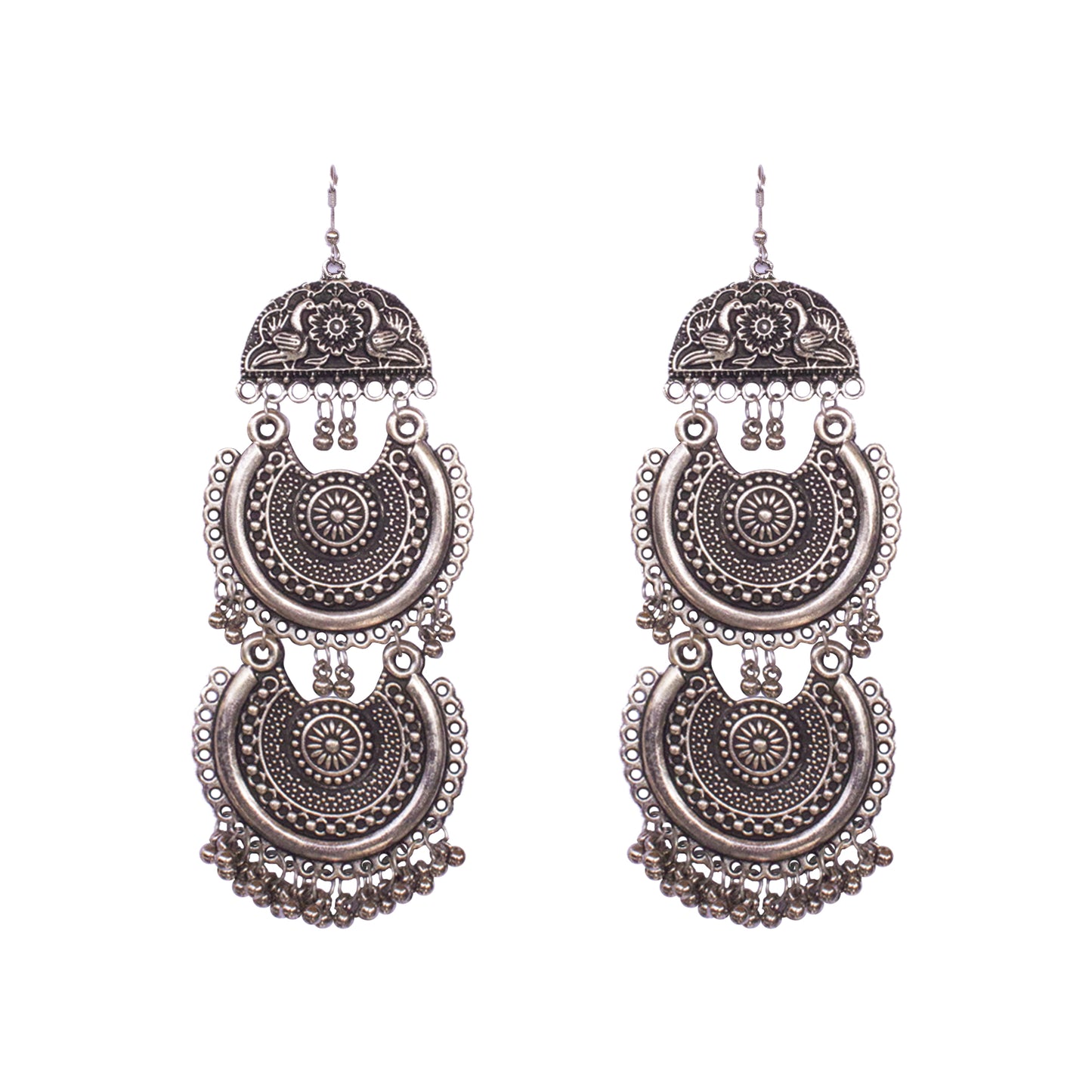 Silver Antique Large Earrings