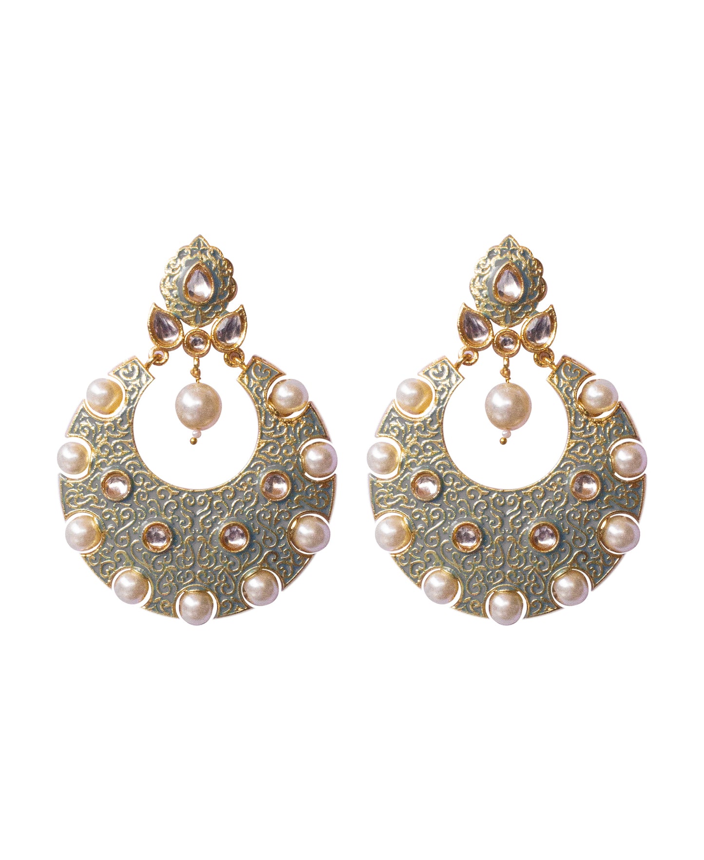 Pearl and Inlay Chaandbaali Gray