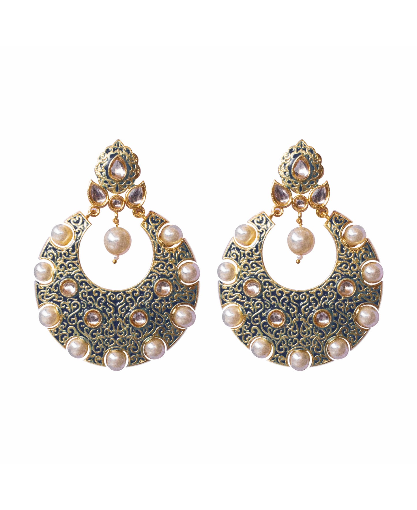 Pearl and Inlay Chaandbaali Navy
