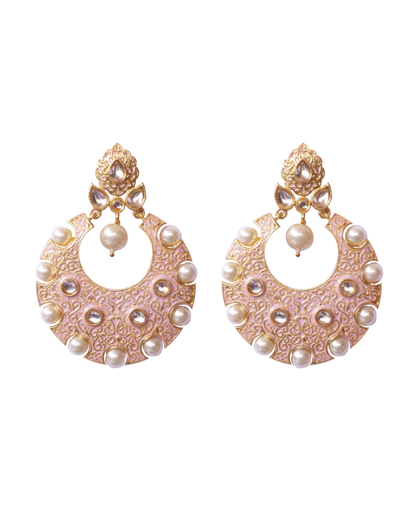 Pearl and Inlay Chaandbaali Pink