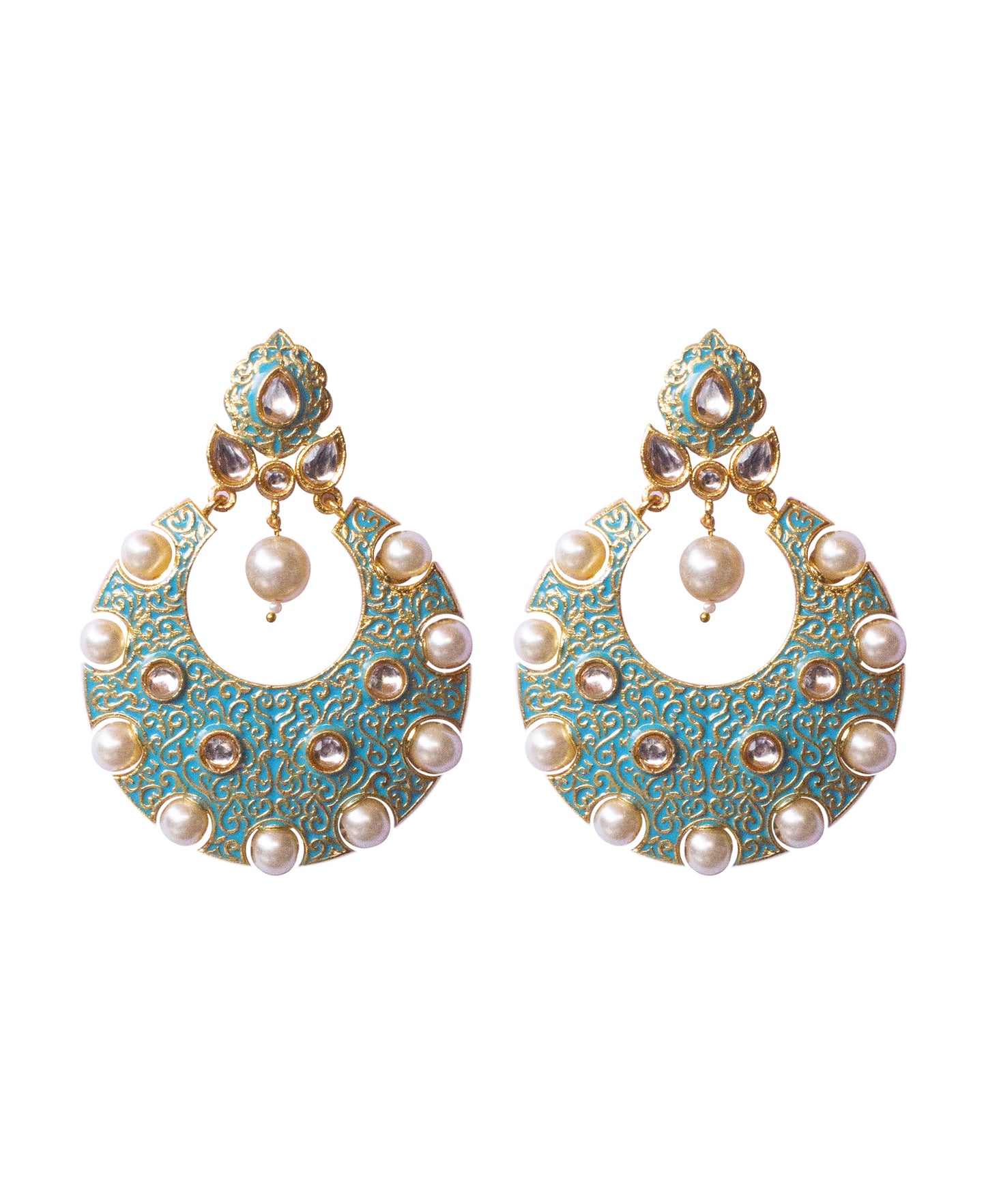 Pearl and Inlay Chaandbaali Turquoise