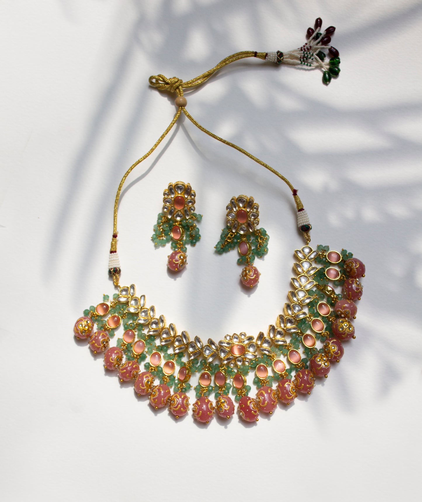 Pink Indian Set with Jadau Polki