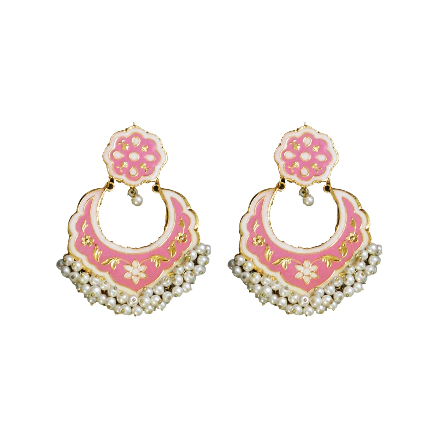 Pink Meenakari Earrings
