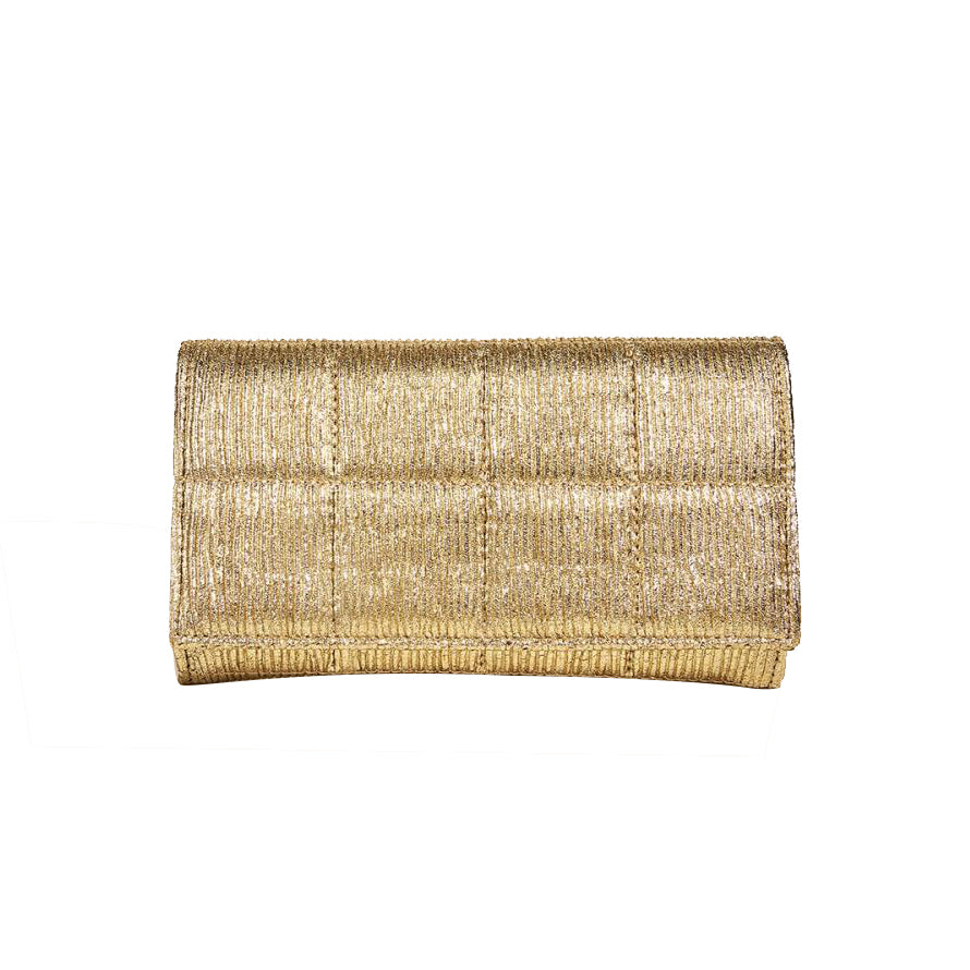 Quilted Pattern Gold Clutch