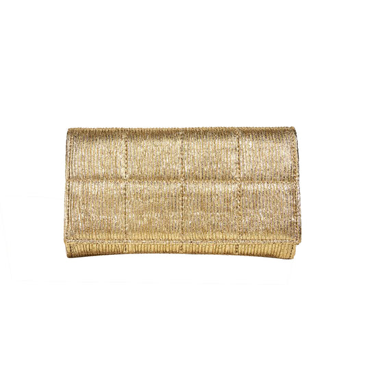 Quilted Pattern Gold Clutch
