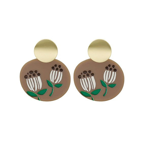 Hand Painted Brown Earrings
