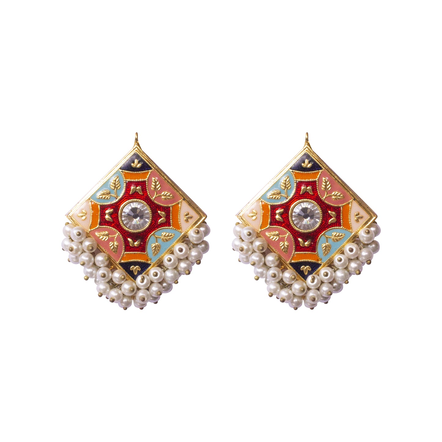 Multi Square Meenakari Earrings