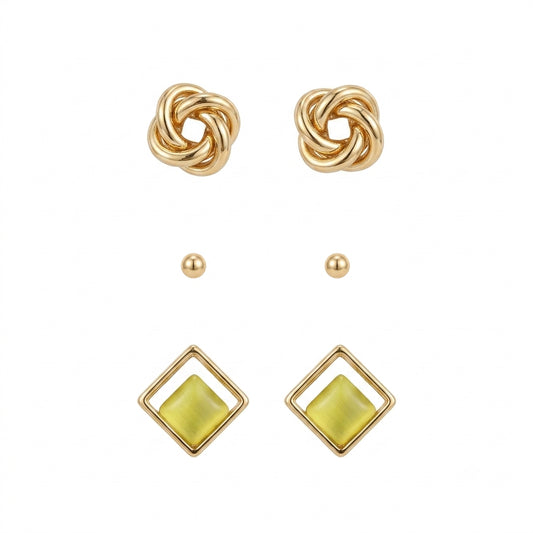 Yellow and Gold Earrings Set