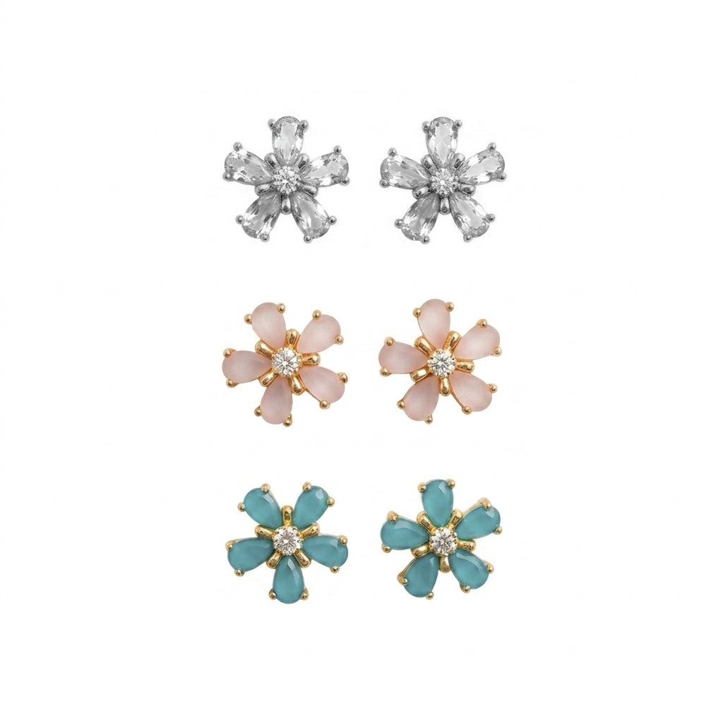 Three Flower Earrings Set