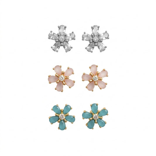 Three Flower Earrings Set