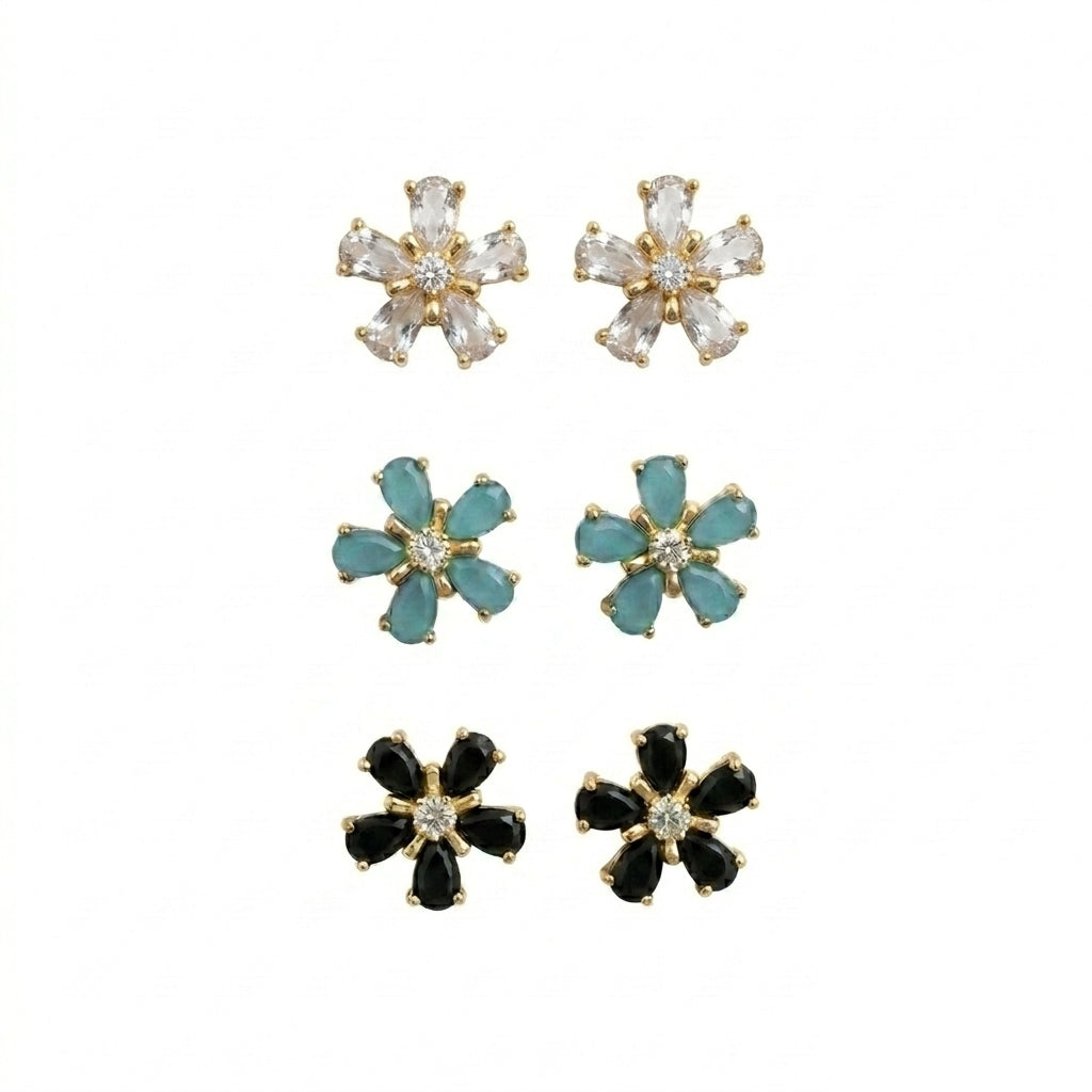 Three Flowers Earrings Set
