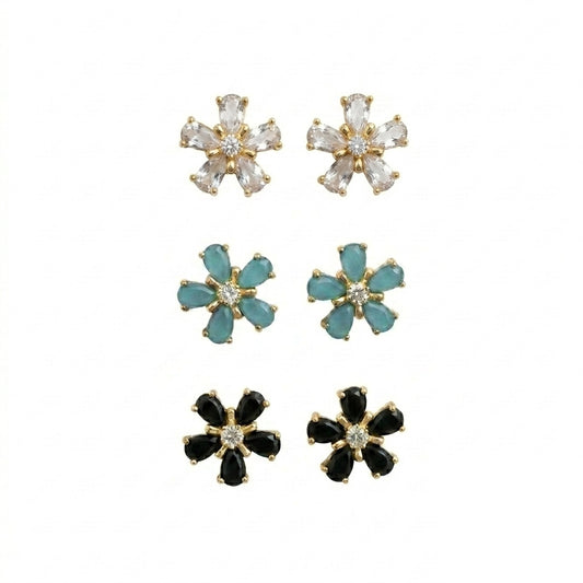 Three Flowers Earrings Set