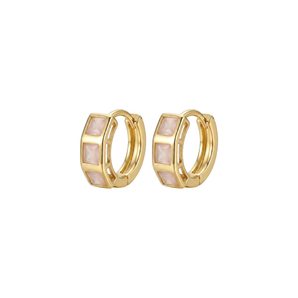 Pink Square Cut Mini Hoops