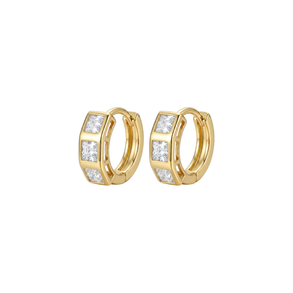 White Square Cut Mini Hoops