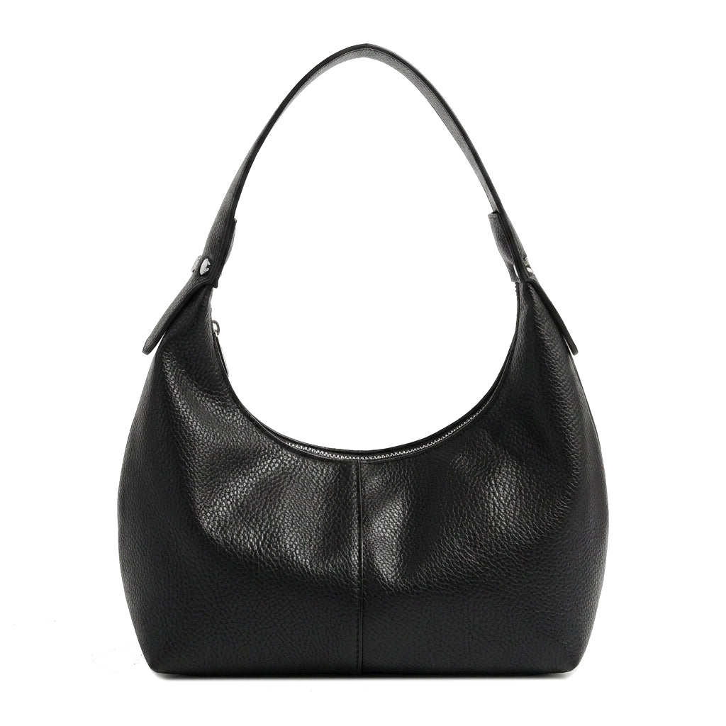 Black Pebbled Leather Slouchy Bag