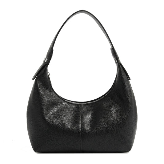 Black Pebbled Leather Slouchy Bag