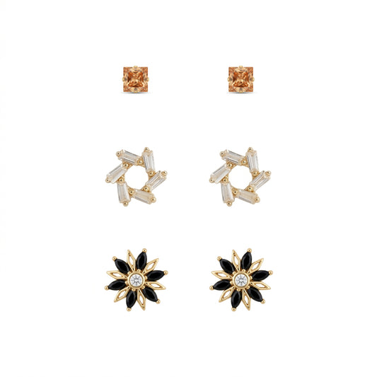 Three Stud-Earrings Set