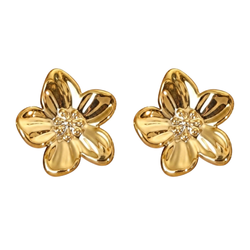 Flower Gold Stud Earrings