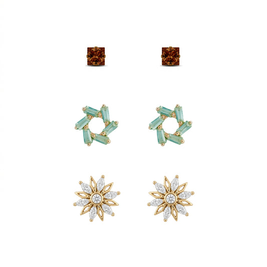 Three Stud-Earrings Set