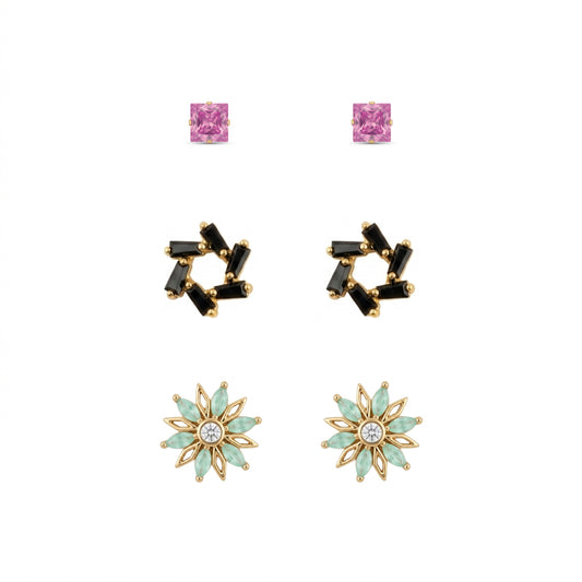 Three Stud-Earrings Set