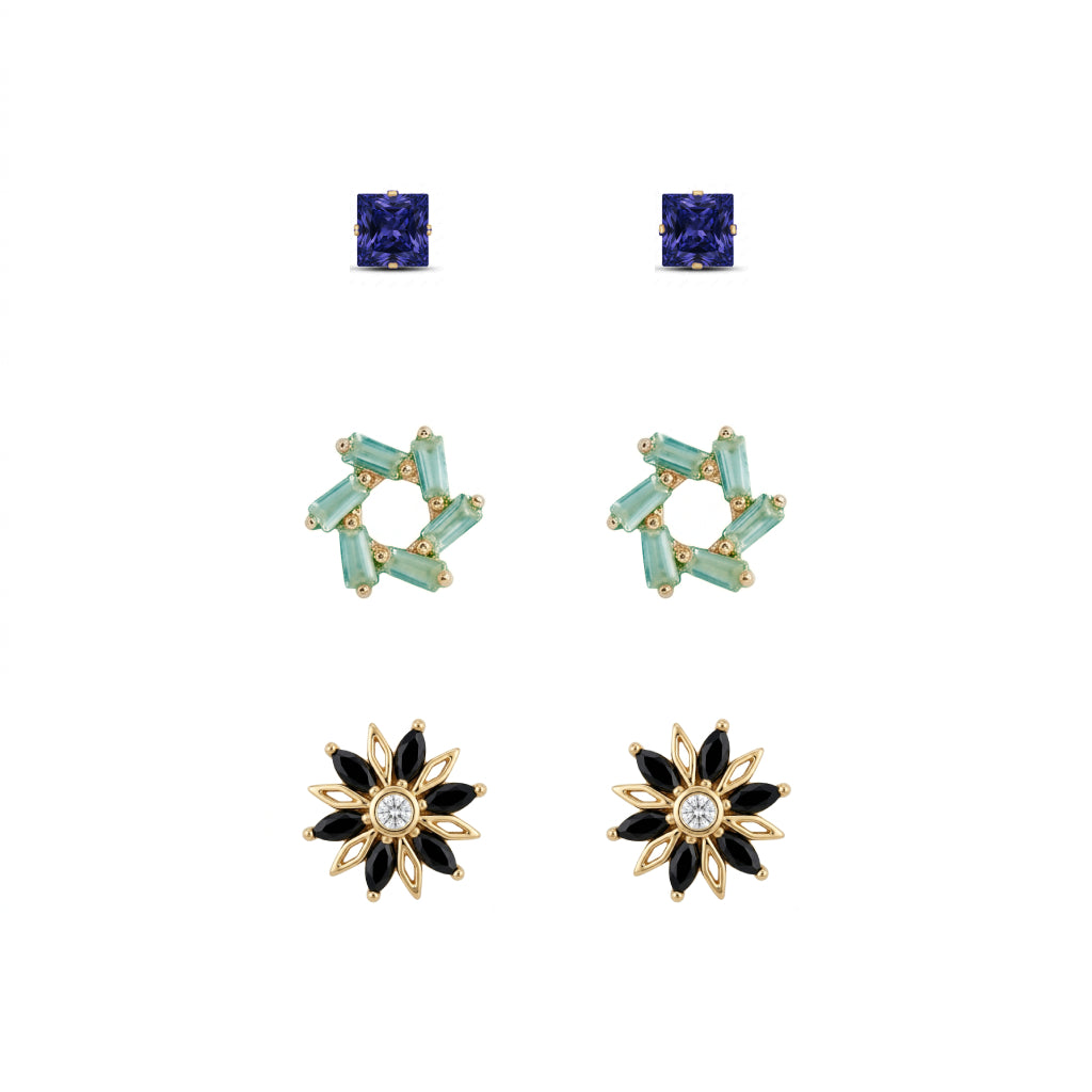 Three Stud-Earrings Set