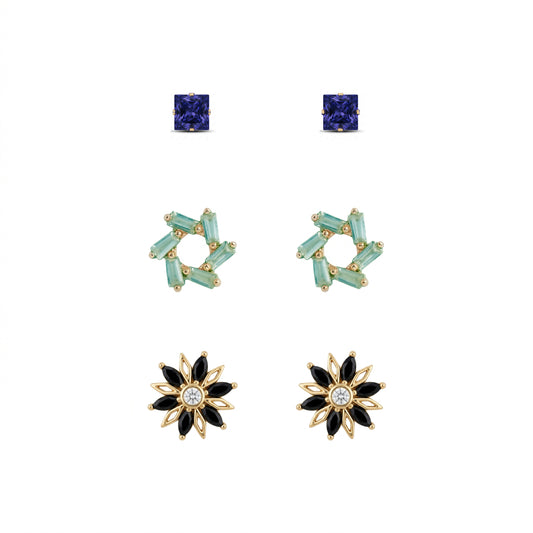 Three Stud-Earrings Set