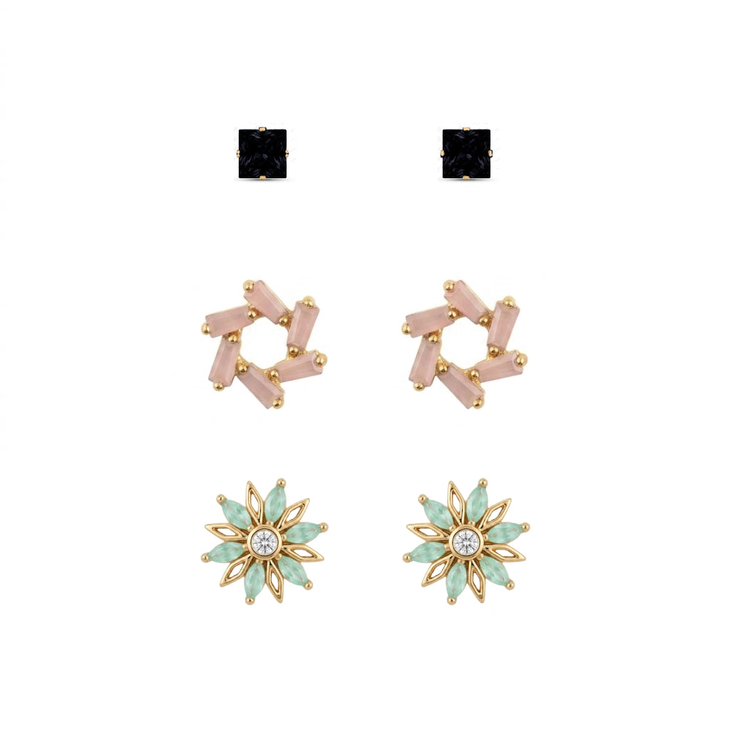 Three Stud-Earrings Set