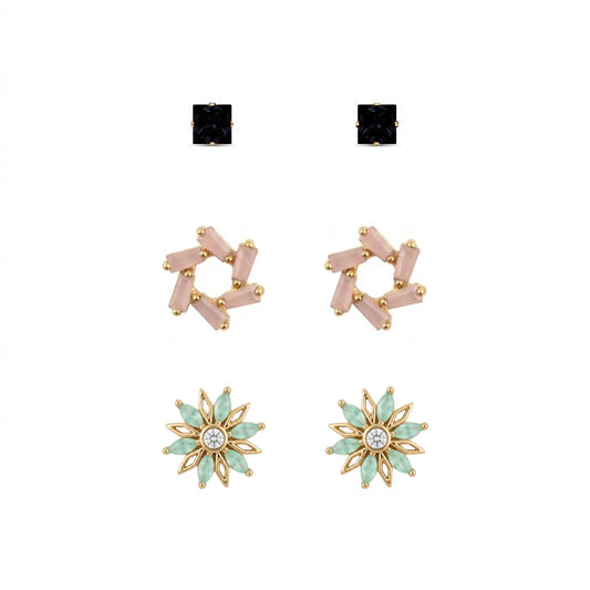 Three Stud-Earrings Set