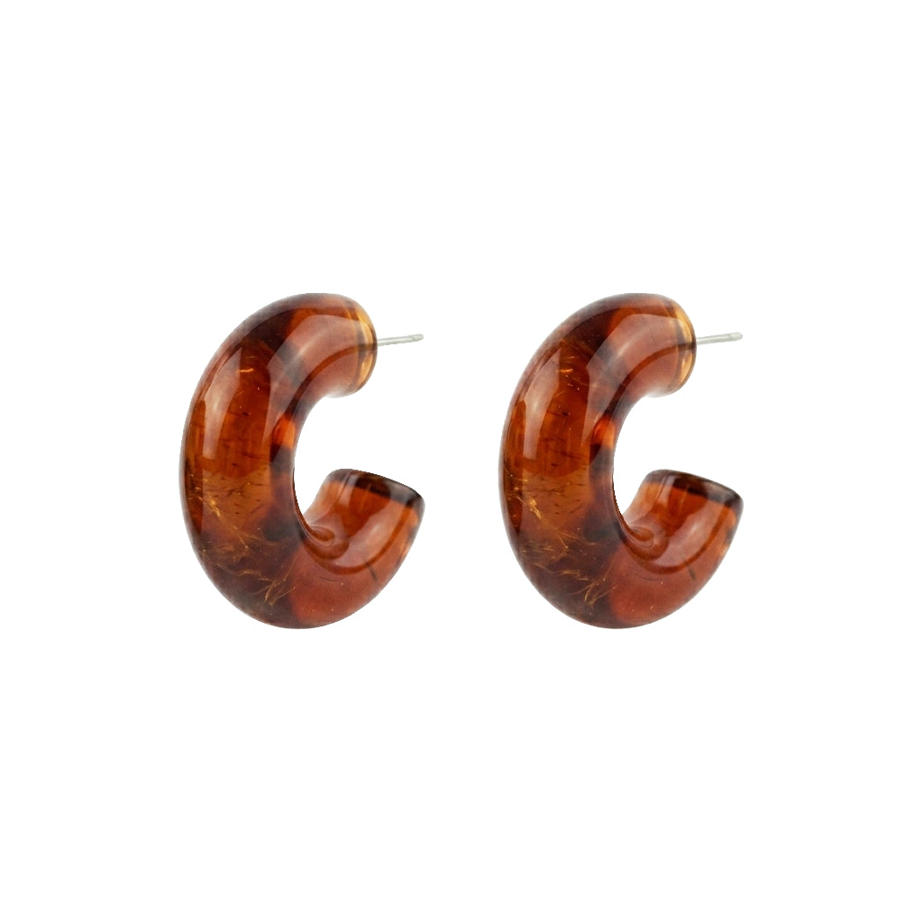 Caramel Brown Small Chunky Hoops