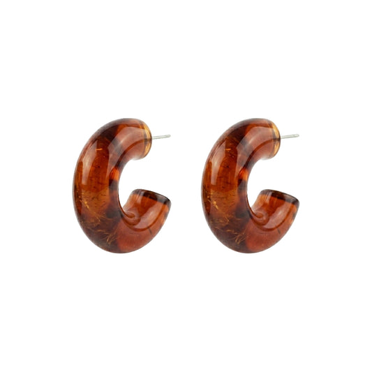 Caramel Brown Small Chunky Hoops