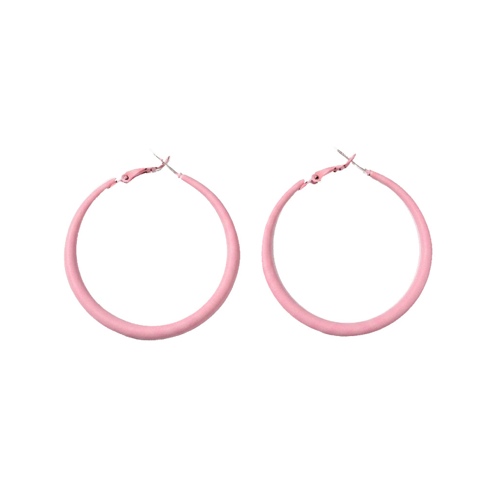 Pink Matte Finish Metal Hoops