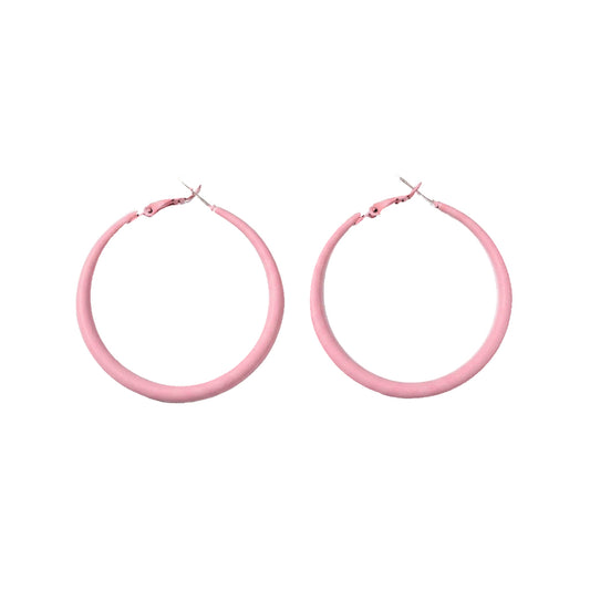 Pink Matte Finish Metal Hoops