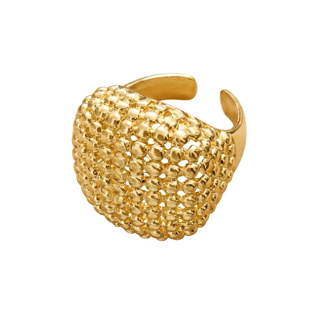 Chunky Dot Grid Gold Ring