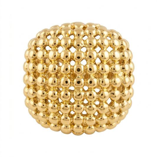 Chunky Dot Grid Gold Ring