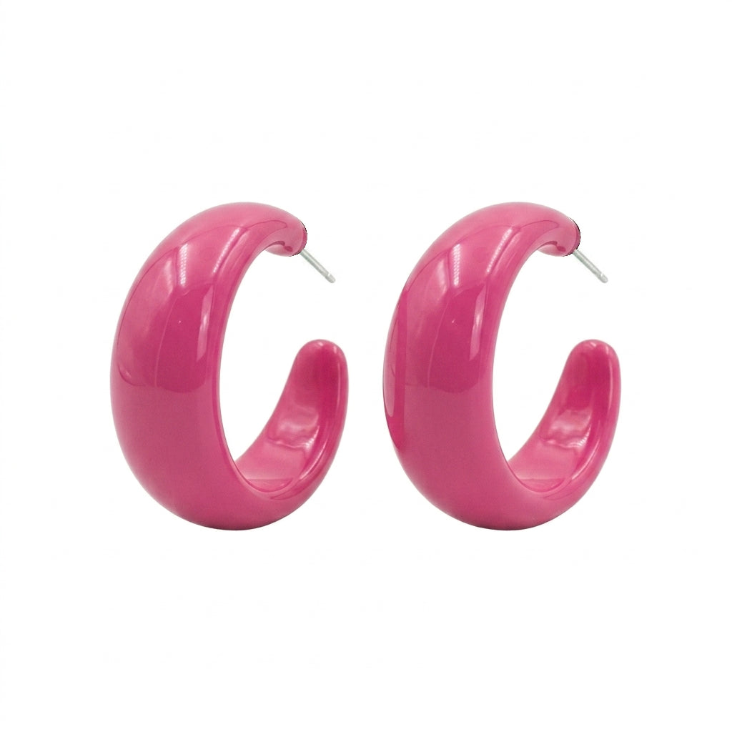 Pink Glossy Chunky Hoops