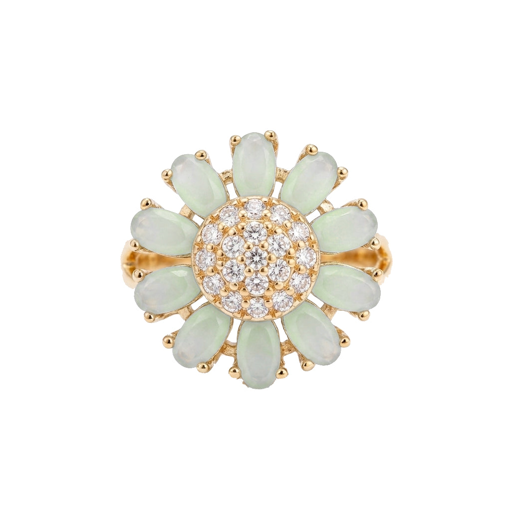 Mint Green and Gold Daisy Ring