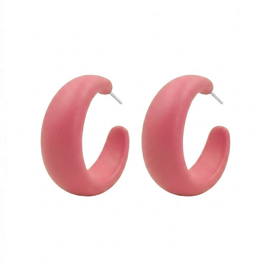 Melon Pink Matte Chunky Hoops